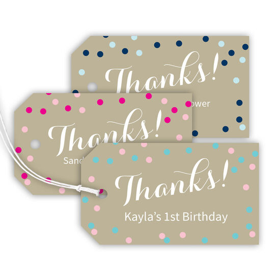 Confetti Horizontal Thank You Hanging Gift Tags